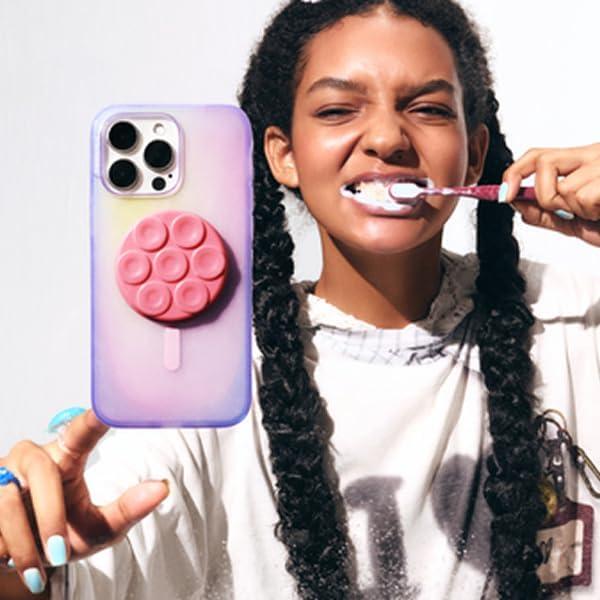 imagePopSockets Phone Grip with Expanding Kickstand Adhesive Grip Neon PinkPutty