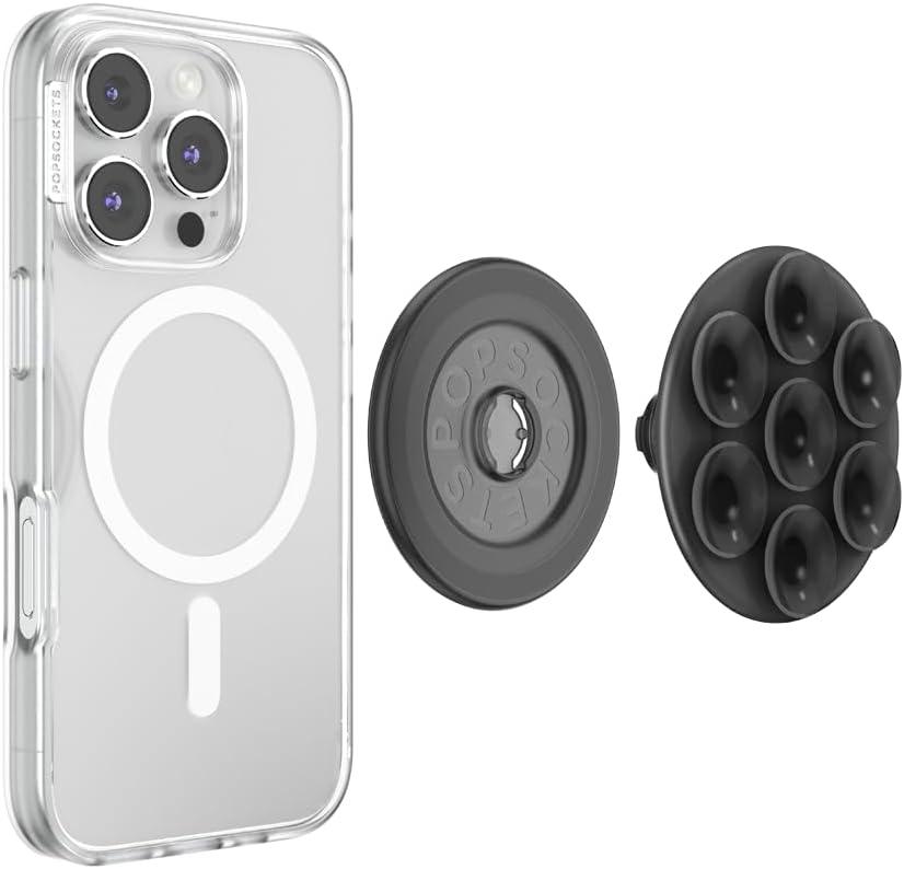 imagePopSockets Phone Grip with Expanding Kickstand Adhesive Grip Neon PinkTransluscent Black