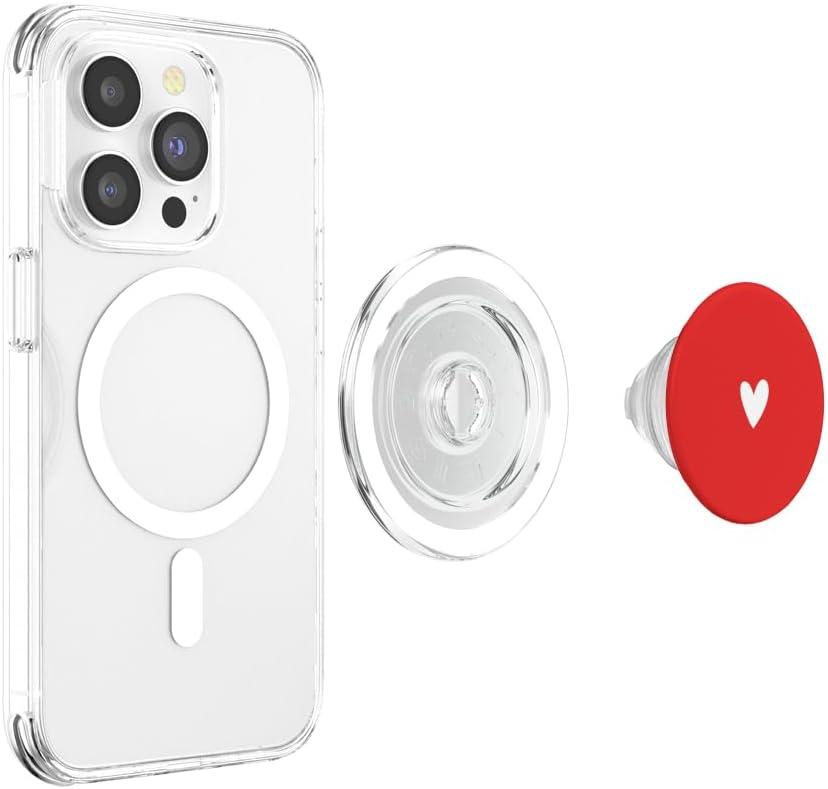 imageWhite Red Minimalist Heart PopSockets Adhesive PopGripMagnetic PopGrip