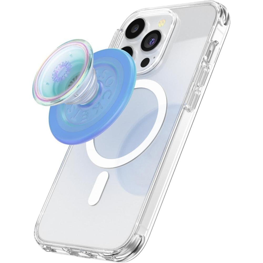 imagePopSockets Phone Grip with Expanding Kickstand Adhesive Grip  Neon PinkBlue Clear