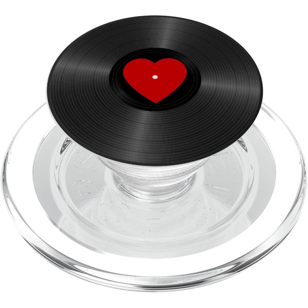 imageRetro Vinyl Record Red Heart Music Lover PopSockets Adhesive PopGripMagnetic PopGrip