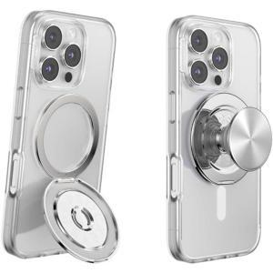 PopSockets Phone Grip with Expanding Kickstand, Adhesive Grip – Neon Pink(Silver)