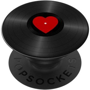 Retro Vinyl Record Red Heart Music Lover PopSockets Adhesive PopGrip(Adhesive PopGrip)