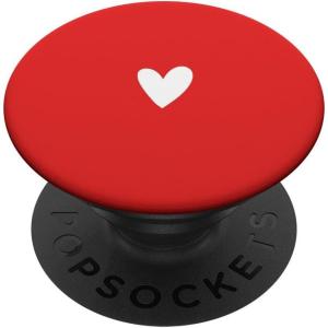 White Red Minimalist Heart PopSockets Adhesive PopGrip(Adhesive PopGrip)