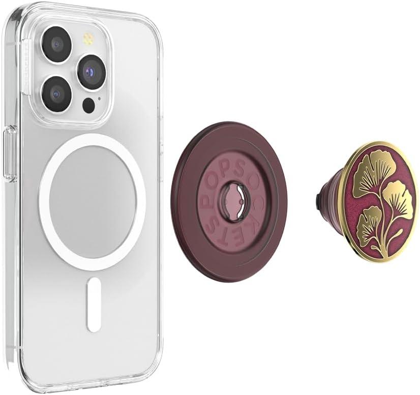 imagePopSockets Phone Grip for MagSafe with Kickstand Magnetic Stand Swappable Top Secure Hold for iPhone MagSafe Cases Phone amp Tablet Grip Enamel Lace Blue VermeerOxblood