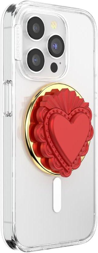 imagePopSockets Phone Grip for MagSafe with Kickstand Magnetic Stand Swappable Top Secure Hold for iPhone MagSafe Cases Phone amp Tablet Grip Enamel Obsidian CutSacred Heart