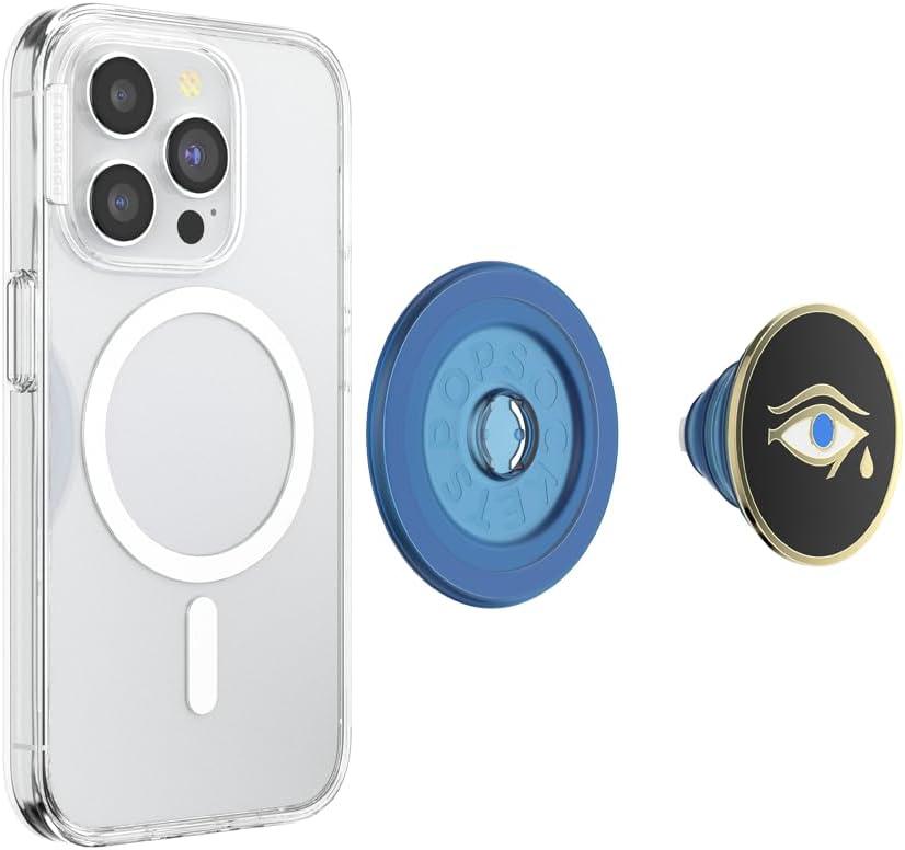 imagePopSockets Phone Grip for MagSafe with Kickstand Magnetic Stand Swappable Top Secure Hold for iPhone MagSafe Cases Phone amp Tablet Grip Enamel Obsidian CutProsper