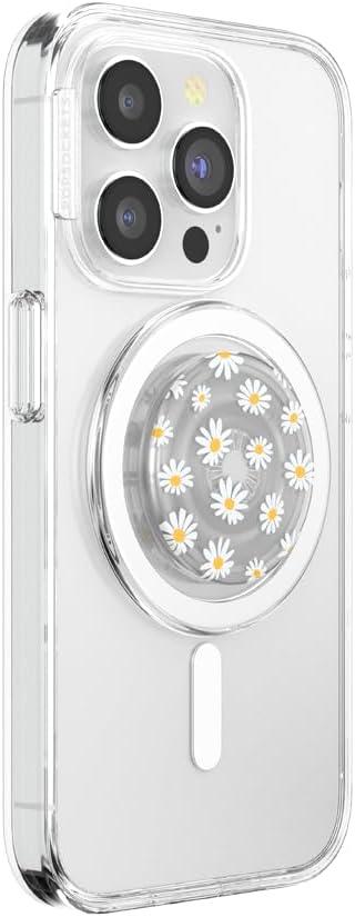 imagePopSockets Phone Grip for MagSafe with Kickstand Magnetic Stand Swappable Top Secure Hold for iPhone MagSafe Cases Phone amp Tablet Grip Plant Based ClearTranslucent He Loves Me Not