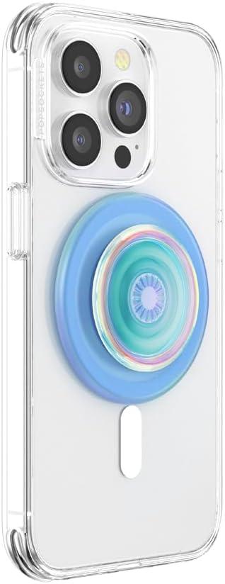 imagePopSockets Phone Grip for MagSafe with Kickstand Magnetic Stand Swappable Top Secure Hold for iPhone MagSafe Cases Phone amp Tablet Grip Plant Based ClearBlue Opalescent
