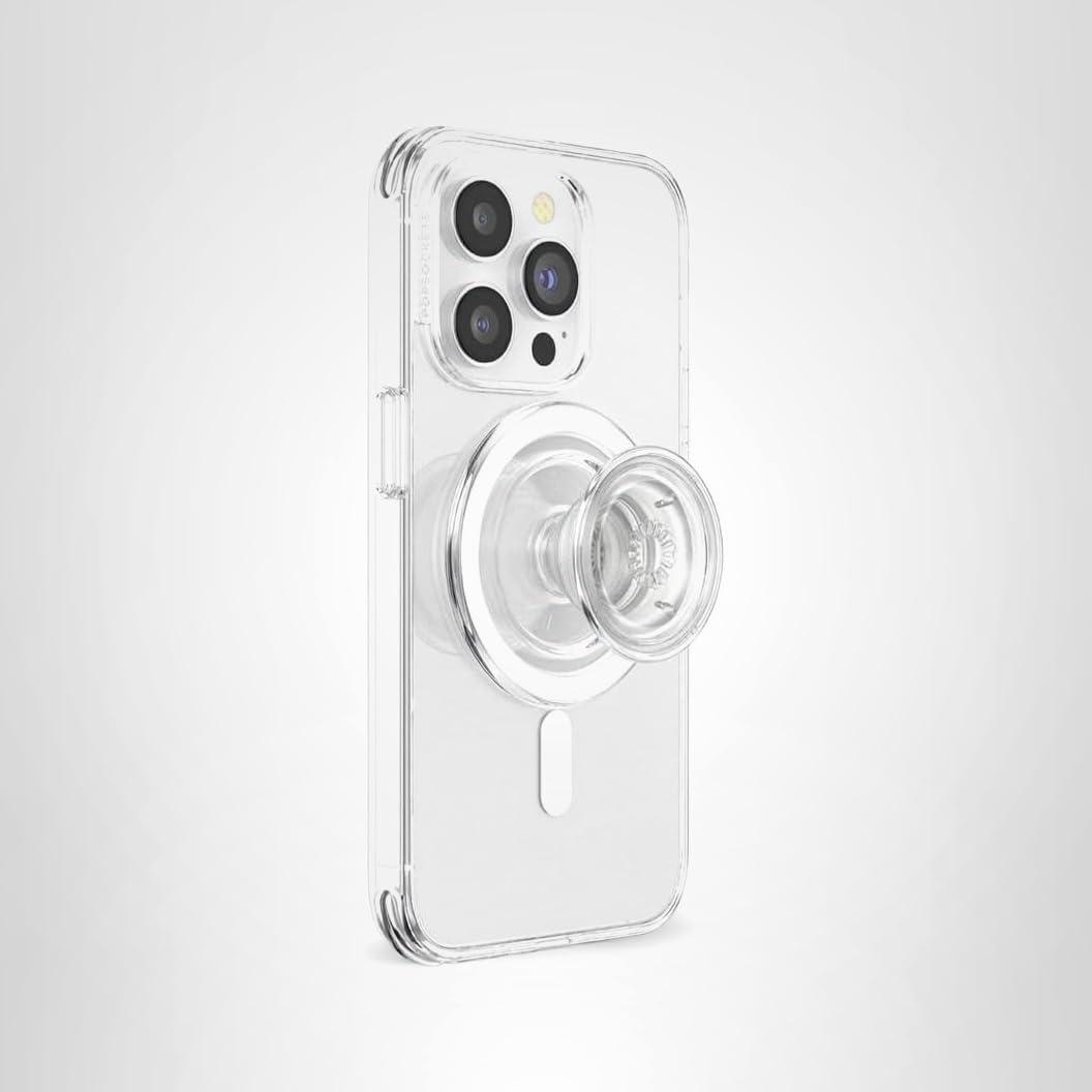 imagePopSockets Phone Grip for MagSafe with Kickstand Magnetic Stand Swappable Top Secure Hold for iPhone MagSafe Cases Phone amp Tablet Grip Plant Based ClearClear