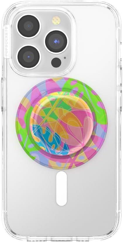 imagePopSockets Phone Grip for MagSafe with Kickstand Magnetic Stand Swappable Top Secure Hold for iPhone MagSafe Cases Phone amp Tablet Grip Cute PopSockets Rainbow GlassBoca Palm