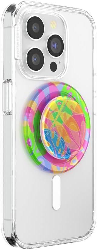 imagePopSockets Phone Grip for MagSafe with Kickstand Magnetic Stand Swappable Top Secure Hold for iPhone MagSafe Cases Phone amp Tablet Grip Cute PopSockets Rainbow GlassBoca Palm
