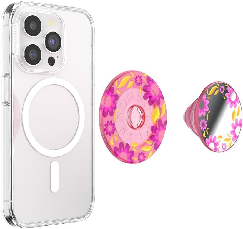 imagePopSockets Phone Grip for MagSafe with Kickstand Magnetic Stand Swappable Top Secure Hold for iPhone MagSafe Cases Phone amp Tablet Grip Cute PopSockets Rainbow GlassPink Relief