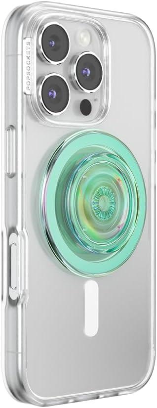 imagePopSockets Phone Grip for MagSafe with Kickstand Magnetic Stand Swappable Top Secure Hold for iPhone MagSafe Cases Phone amp Tablet GripIridescent Turq