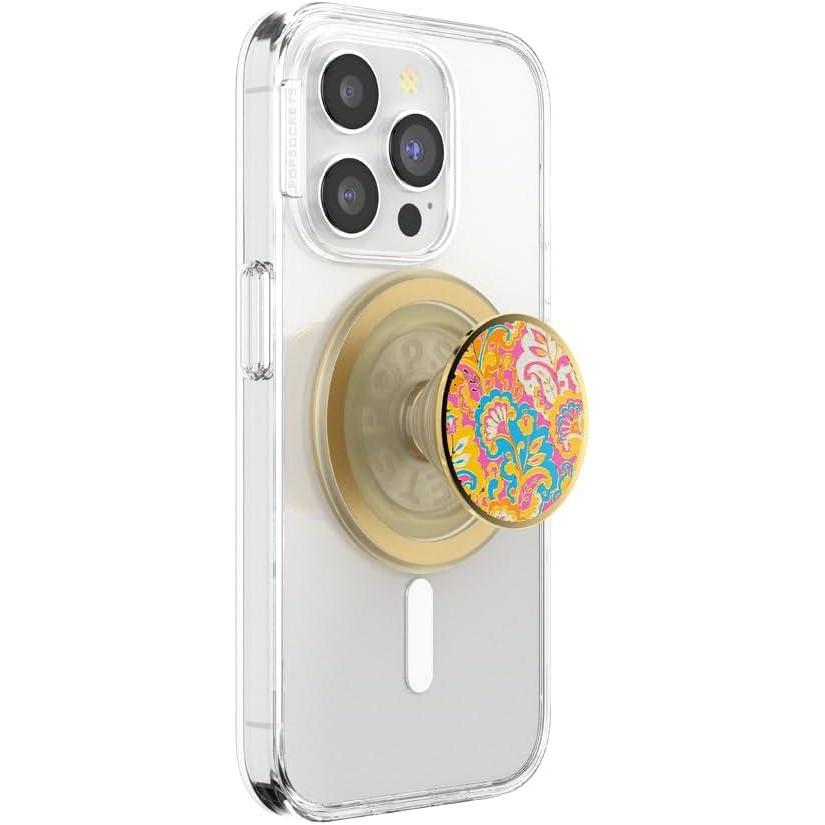 imagePopSockets Phone Grip for MagSafe with Kickstand Magnetic Stand Swappable Top Secure Hold for iPhone MagSafe Cases Phone amp Tablet Grip  Enamel DragonGaudy gold