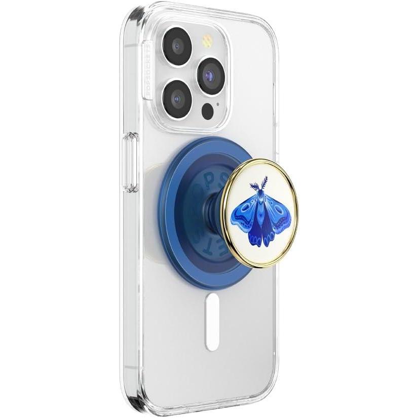 imagePopSockets Phone Grip for MagSafe with Kickstand Magnetic Stand Swappable Top Secure Hold for iPhone MagSafe Cases Phone amp Tablet Grip  Enamel Obsidian CutEnamel Gossamer