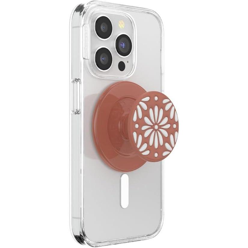 imagePopSockets Phone Grip for MagSafe with Kickstand Magnetic Stand Swappable Top Secure Hold for iPhone MagSafe Cases Phone amp Tablet Grip  Enamel Obsidian CutGlazed Terracotta