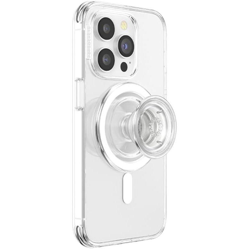 imagePopSockets Phone Grip for MagSafe with Kickstand Magnetic Stand Swappable Top Secure Hold for iPhone MagSafe Cases Phone amp Tablet Grip  Plant Based  ClearClear