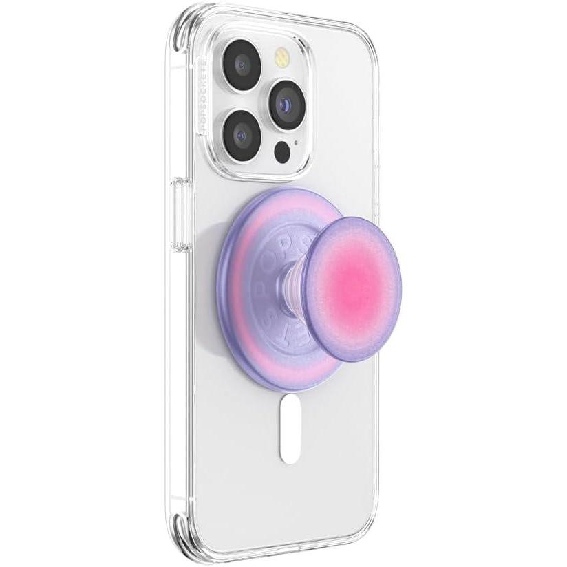 imagePopSockets Phone Grip for MagSafe with Kickstand Magnetic Stand Swappable Top Secure Hold for iPhone MagSafe Cases Phone amp Tablet Grip Cute PopSockets  Rainbow GlassAura