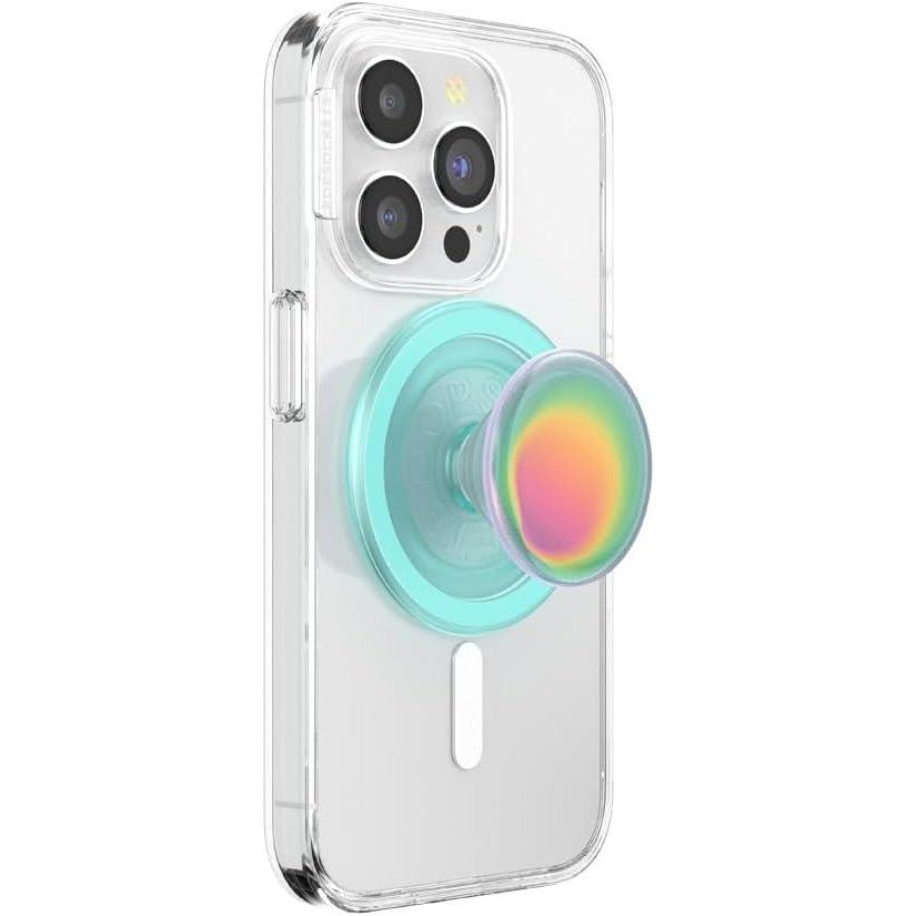 imagePopSockets Phone Grip for MagSafe with Kickstand Magnetic Stand Swappable Top Secure Hold for iPhone MagSafe Cases Phone amp Tablet Grip Cute PopSockets Rainbow GlassBoca Aura