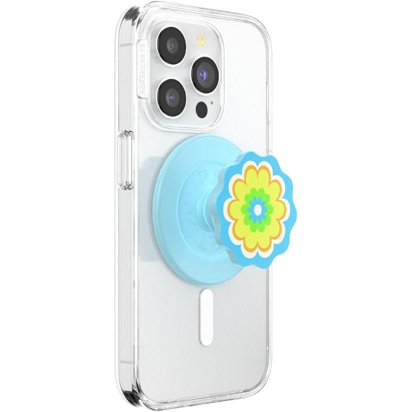 imagePopSockets Phone Grip for MagSafe with Kickstand Magnetic Stand Swappable Top Secure Hold for iPhone MagSafe Cases Phone amp Tablet Grip Cute PopSockets Rainbow GlassKaleidoscope Blue