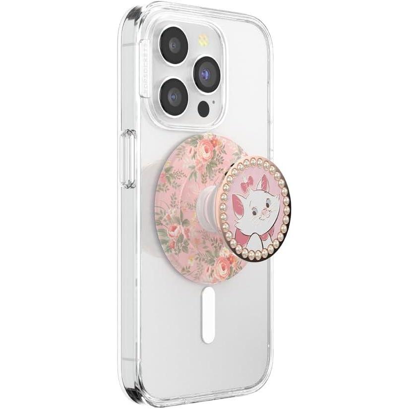 imagePopSockets Phone Grip for MagSafe with Kickstand Magnetic Stand Swappable Top Secure Hold for iPhone MagSafe Cases Phone amp Tablet Grip Disney  Enamel Marie in Bloom