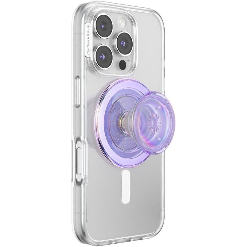 imagePopSockets Phone Grip for MagSafe with Kickstand Magnetic Stand Swappable Top Secure Hold for iPhone MagSafe Cases Phone amp Tablet GripIridescent Lavendar