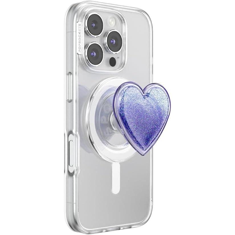 imagePopSockets Phone Grip for MagSafe with Kickstand Magnetic Stand Swappable Top Secure Hold for iPhone MagSafe Cases Phone amp Tablet GripSquishy Tidepool Heart Lavendar