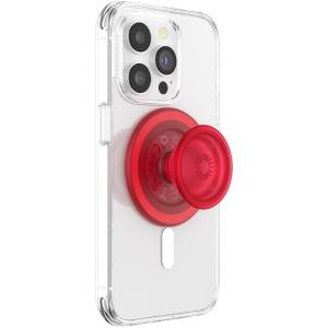 PopSockets Phone Grip for MagSafe with Kickstand, Magnetic Stand, Swappable Top, Secure Hold for iPhone MagSafe Cases, Phone & Tablet Grip – Danger Red Transluscent(Blanchette)