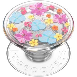 PopSockets Phone Grip for MagSafe with Kickstand, Magnetic Stand, Swappable Top, Secure Hold for iPhone MagSafe Cases, Phone & Tablet Grip – Danger Red Transluscent(Delicate Floral)