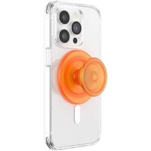 PopSockets Phone Grip for MagSafe with Kickstand, Magnetic Stand, Swappable Top, Secure Hold for iPhone MagSafe Cases, Phone & Tablet Grip – Danger Red Transluscent(Orange Zest)