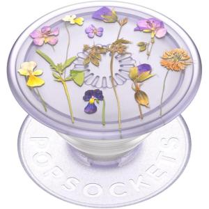 PopSockets Phone Grip for MagSafe with Kickstand, Magnetic Stand, Swappable Top, Secure Hold for iPhone MagSafe Cases, Phone & Tablet Grip – Plant Based – Clear(Purple Fields)