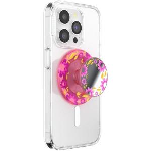 PopSockets Phone Grip for MagSafe with Kickstand, Magnetic Stand, Swappable Top, Secure Hold for iPhone MagSafe Cases, Phone & Tablet Grip, Cute PopSockets – Rainbow Glass(Pink Relief)