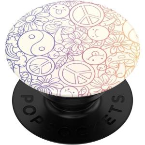 PopSockets Phone Grip for MagSafe with Kickstand, Magnetic Stand, Swappable Top, Secure Hold for iPhone MagSafe Cases, Phone & Tablet Grip, Cute PopSockets – Rainbow Glass(Peace & Love)