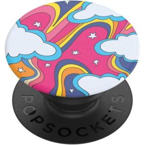 PopSockets Phone Grip for MagSafe with Kickstand, Magnetic Stand, Swappable Top, Secure Hold for iPhone MagSafe Cases, Phone & Tablet Grip, Cute PopSockets – Rainbow Glass(Retro Rainbow)