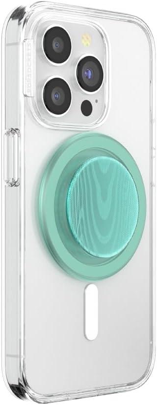 imagePopSockets Phone Grip with Expanding Kickstand Adhesive Grip Floral BustAlum Moire Turquoise