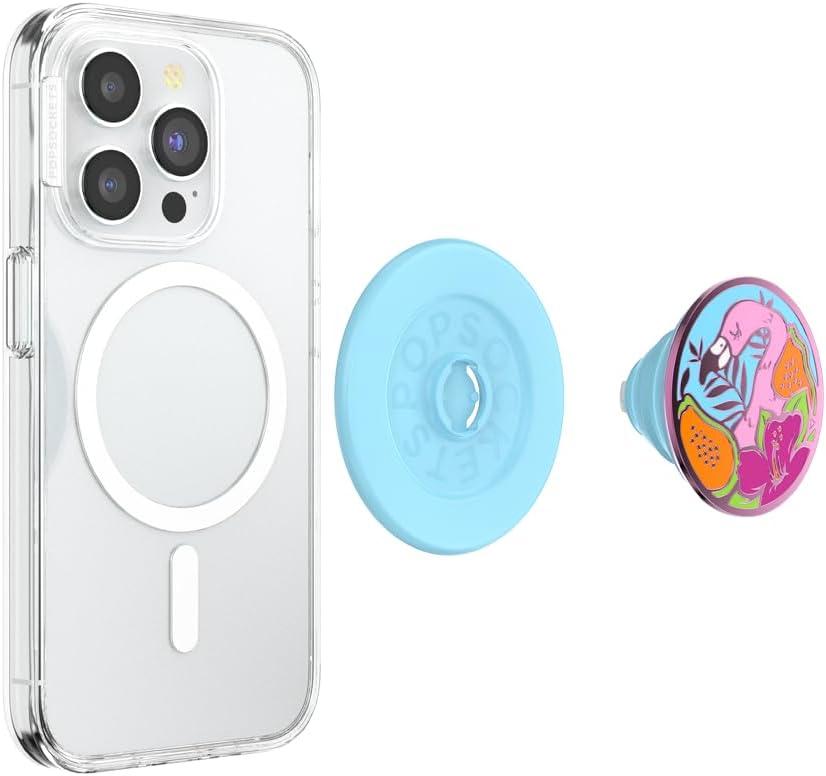 imagePopSockets Phone Grip with Expanding Kickstand Adhesive Grip Floral BustEnamel Flamingo
