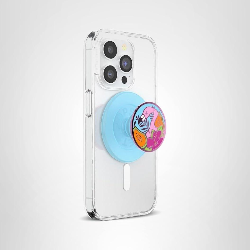 imagePopSockets Phone Grip with Expanding Kickstand Adhesive Grip Floral BustEnamel Flamingo