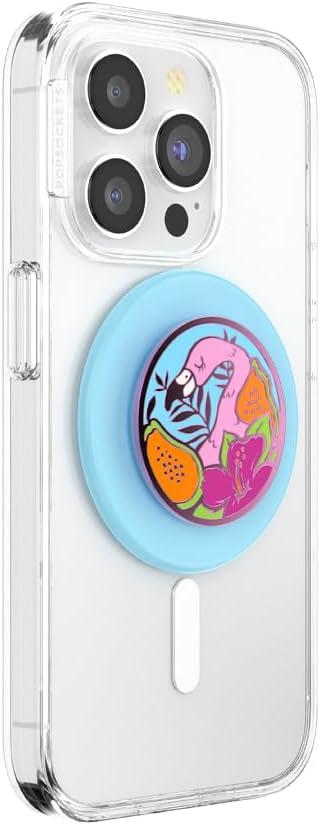 imagePopSockets Phone Grip with Expanding Kickstand Adhesive Grip Floral BustEnamel Flamingo