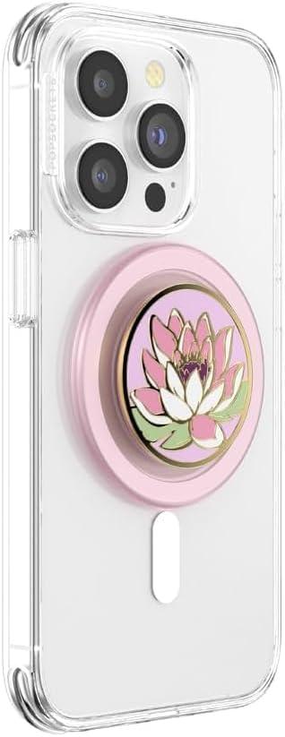 imagePopSockets Phone Grip with Expanding Kickstand Adhesive Grip Enamel Glitter Cherry BlossomWater Lily MagSafe