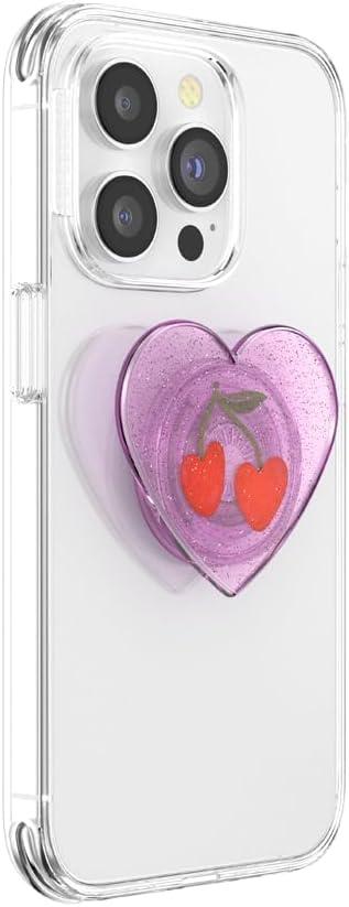 imagePopSockets Phone Grip with Expanding Kickstand Adhesive Grip Enamel Glitter Cherry Blossompurple