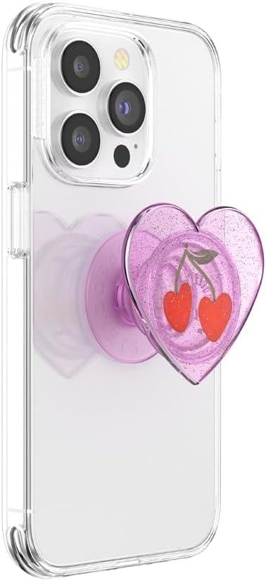 imagePopSockets Phone Grip with Expanding Kickstand Adhesive Grip Enamel Glitter Cherry Blossompurple