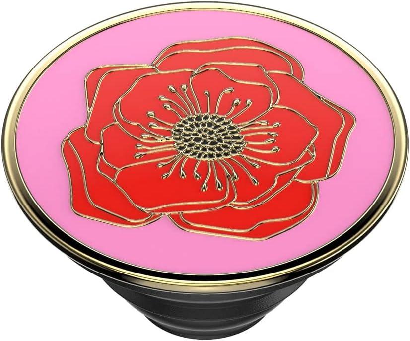 imagePopSockets Phone Grip with Expanding Kickstand Adhesive Grip Enamel PlumeriaBig Poppy