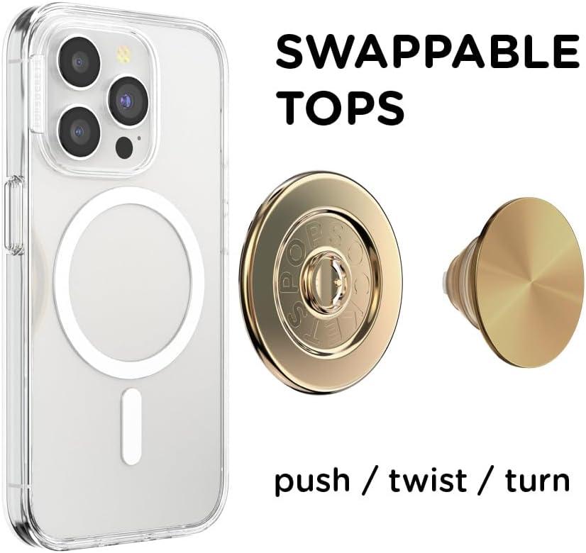 imagePopSockets Phone Grip with Expanding Kickstand Adhesive Grip Cute PopSockets Alum NigiriAluminum Radial Gold