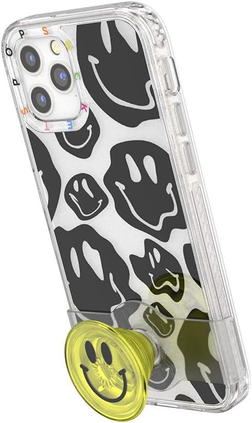 imagePopSockets iPhone 1212 Pro Case with Repositionable Slide Grip and Compatible with MagSafe BlackAll Smiles