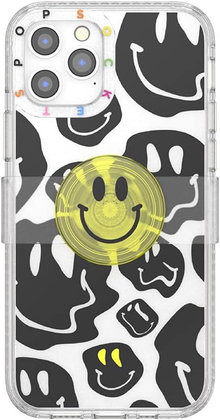 imagePopSockets iPhone 1212 Pro Case with Repositionable Slide Grip and Compatible with MagSafe BlackAll Smiles