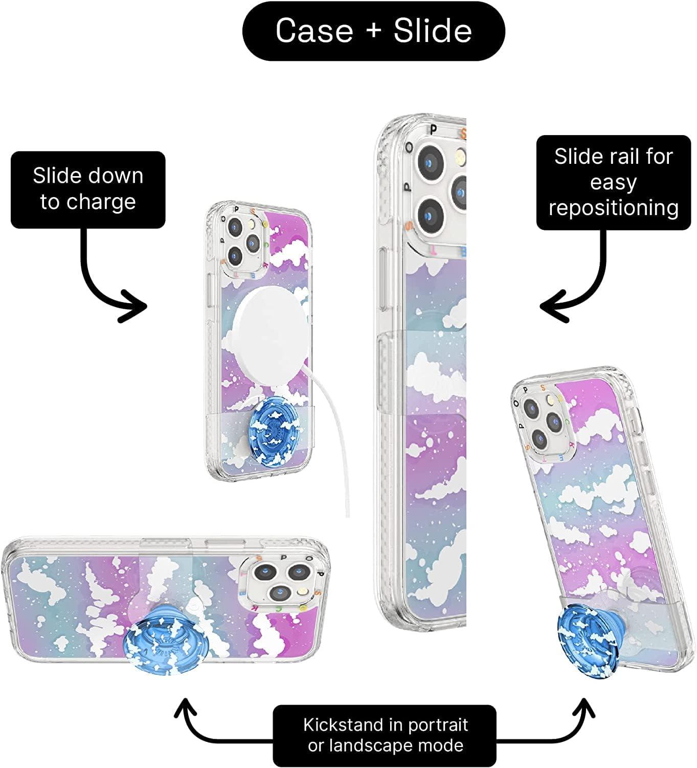 imagePopSockets iPhone 1212 Pro Case with Repositionable Slide Grip and Compatible with MagSafe BlackOn Cloud Nine