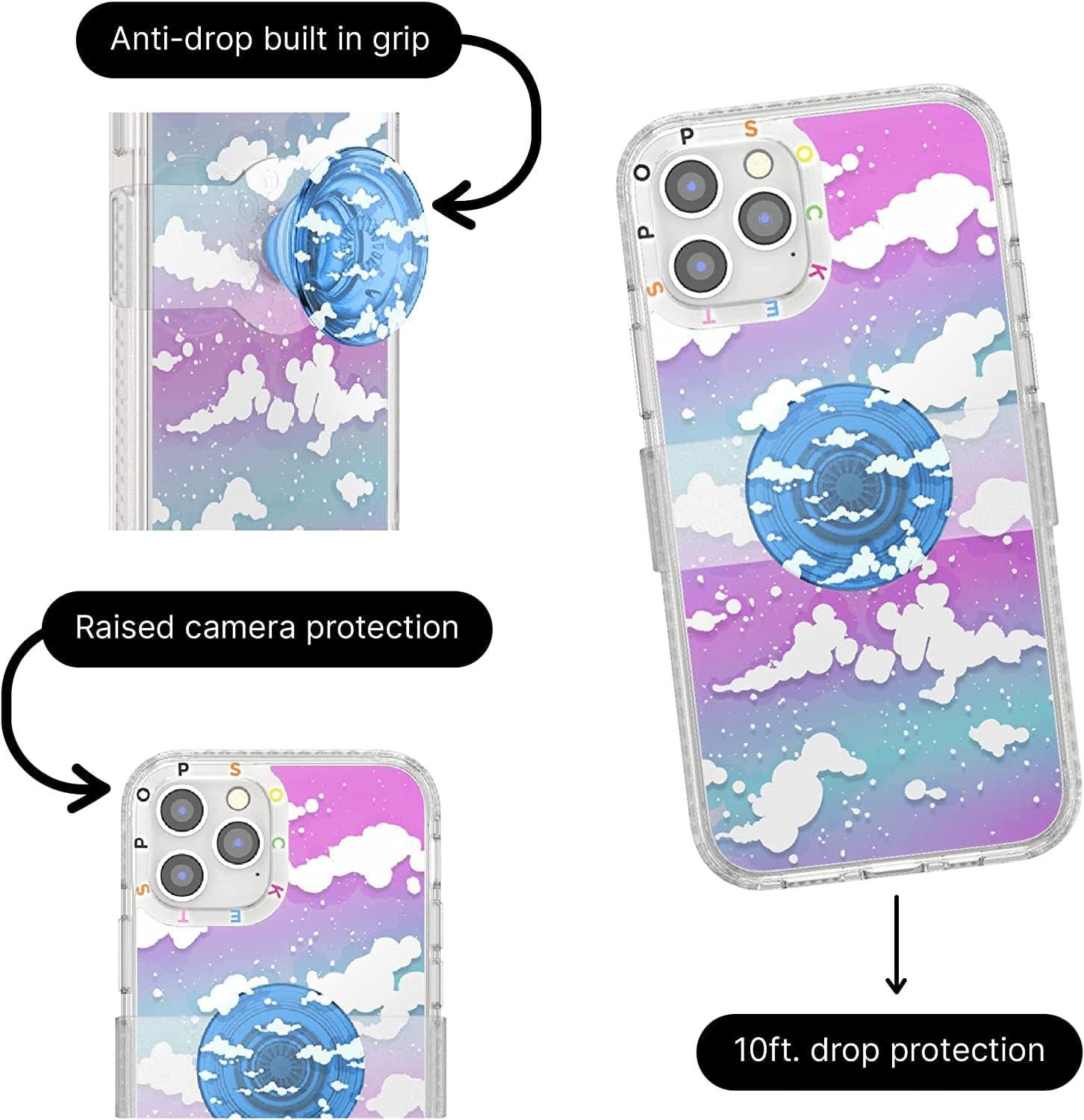 imagePopSockets iPhone 1212 Pro Case with Repositionable Slide Grip and Compatible with MagSafe BlackOn Cloud Nine