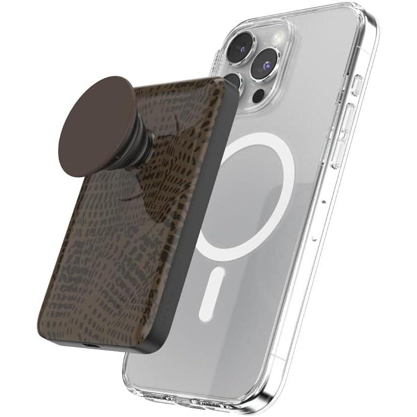 imagePopSockets PowerPack for MagSafe Portable Phone Charger Magnetic Wireless Portable Charger 5000mAh Halloween PopSocket  Spooky Book ClubCocoa Umber Petrified