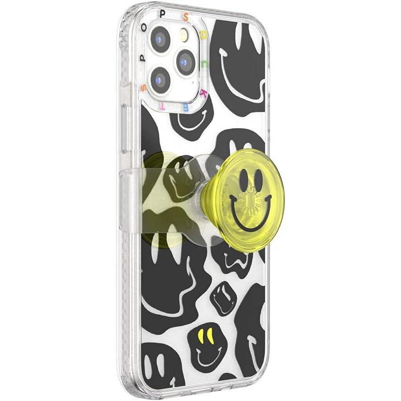 imagePopSockets iPhone 1212 Pro Case with Repositionable Slide Grip and Compatible with MagSafe BlackAll Smiles
